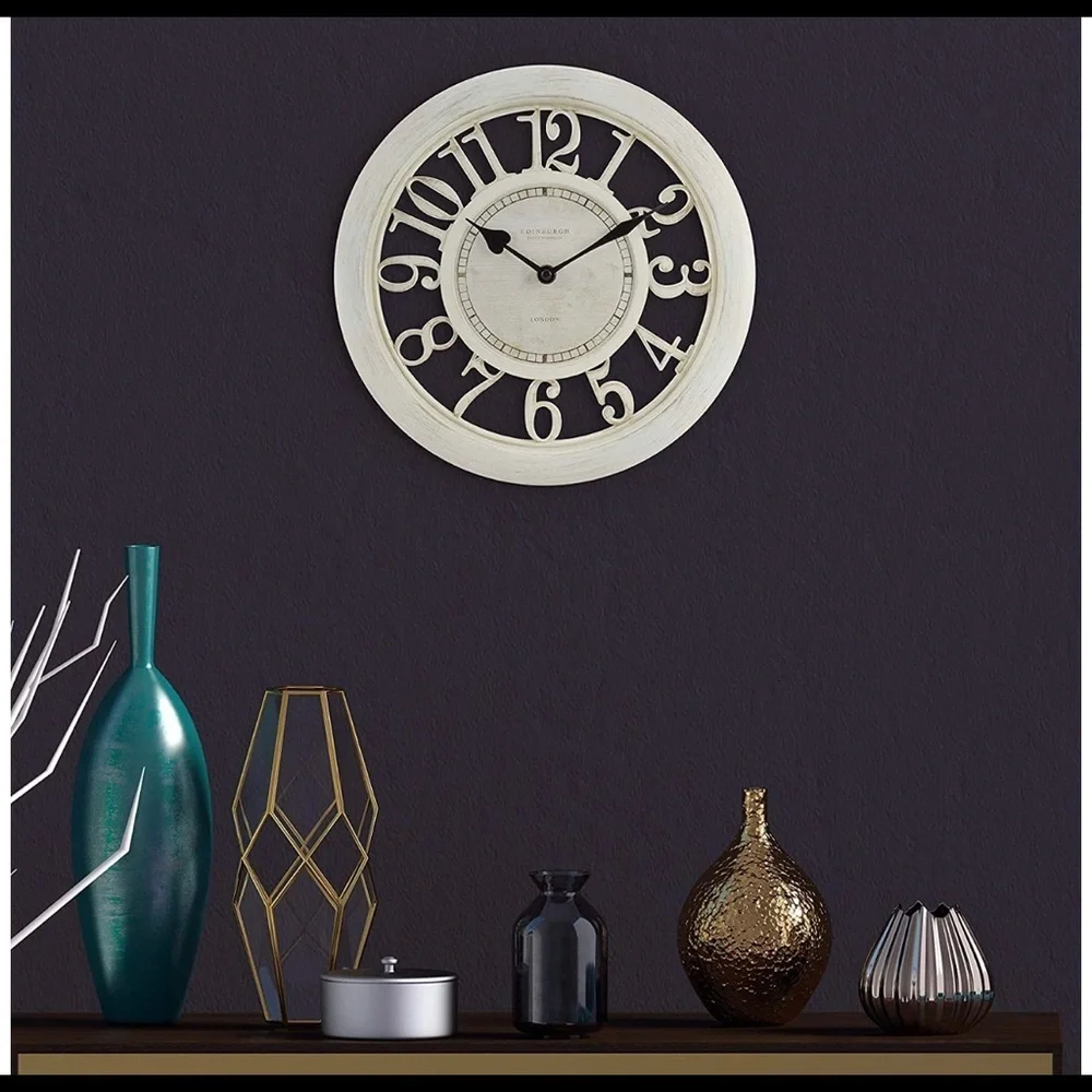 Rustic Wall Clock Shabby Chic white big numerals - Picture 5 of 6